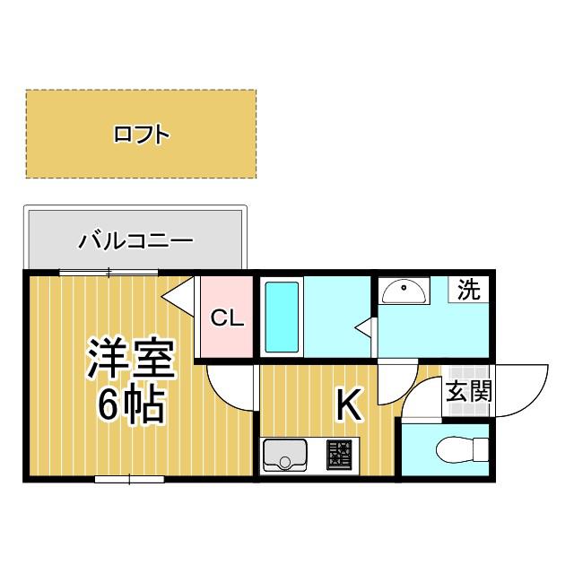 シャトーブリックII(1K/2階)の間取り写真
