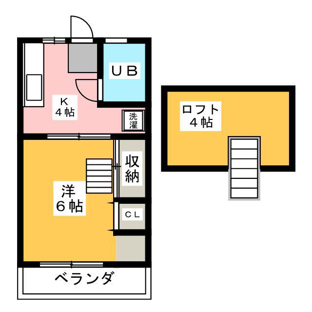 ヒントハウス(1K/2階)の間取り写真