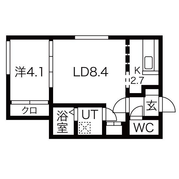 CREA月寒東(1LDK/2階)の間取り写真