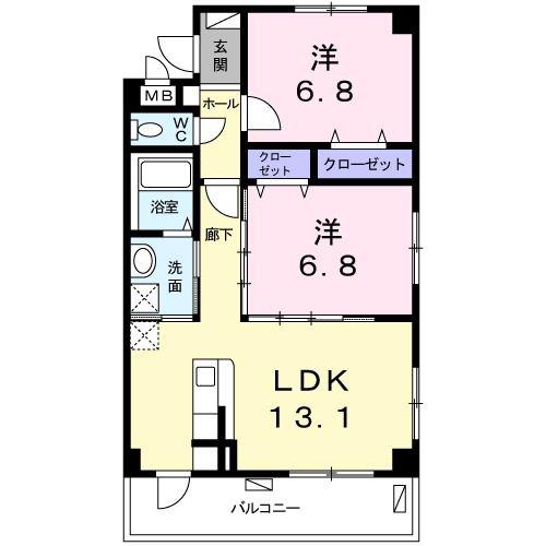 テイスト ハウス(2LDK/4階)の間取り写真