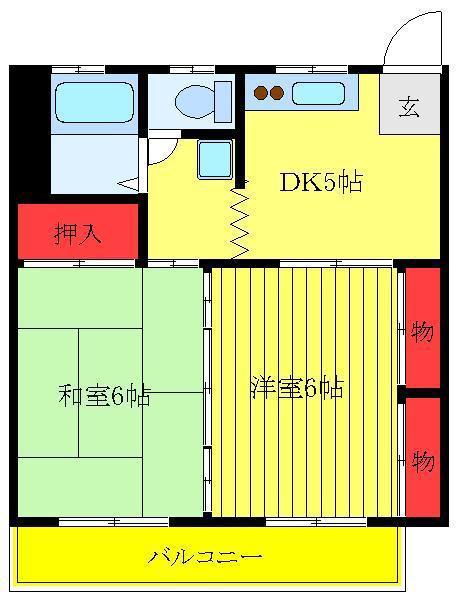 ツカサハイツ(2DK/2階)の間取り写真