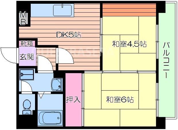 グランピア京橋(2DK/4階)の間取り写真