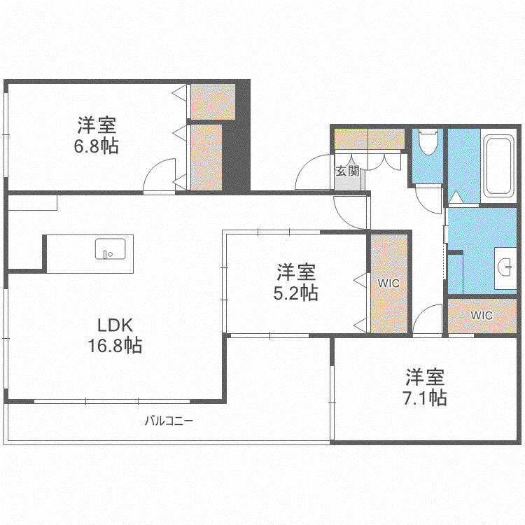CASASC白石2ND(3LDK/1階)の間取り写真