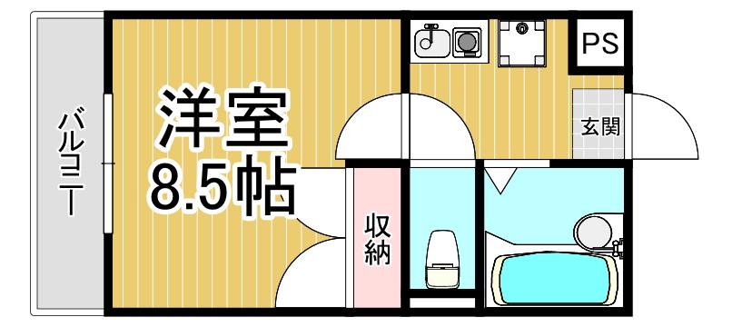 レオパレスドミール(1K/1階)の間取り写真