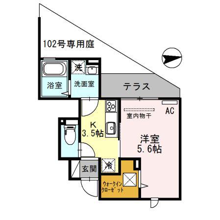 セピアコート住吉東(1K/1階)の間取り写真