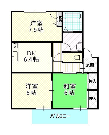 フラワータウン(3DK/2階)の間取り写真
