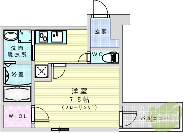 フジパレス豊里中央公園2番館(1K/3階)の間取り写真