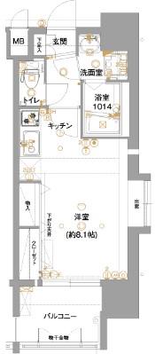 地下鉄箱崎線 箱崎宮前駅 徒歩5分 13階建 築10年(1K/4階)の間取り写真