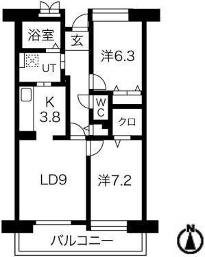 アクティ目黒駅前1棟(2LDK/9階)の間取り写真