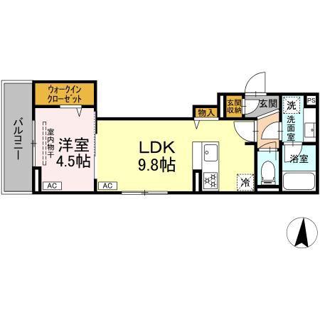 D-KOWARI(1LDK/2階)の間取り写真
