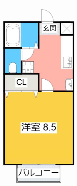 エクレールIII(1K/1階)の間取り写真