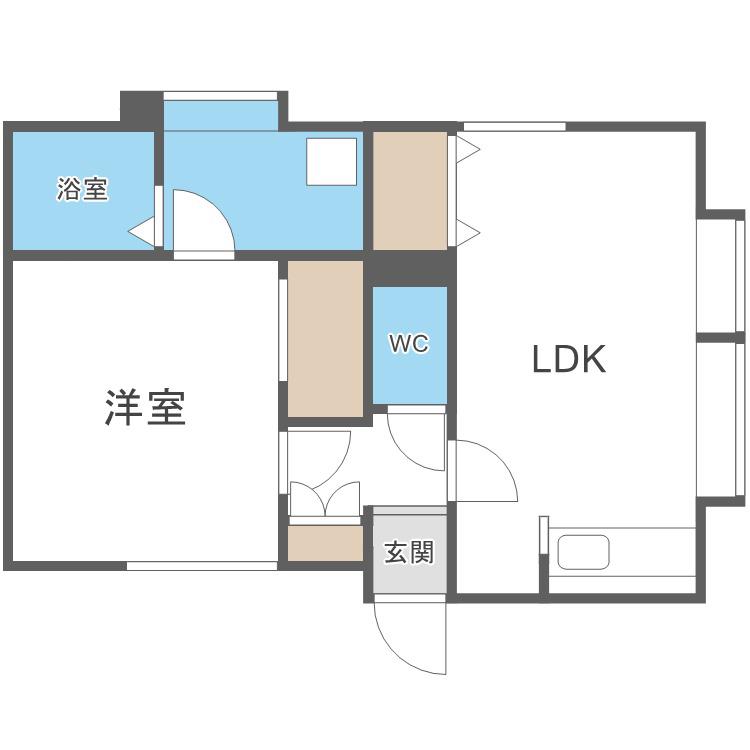 グランドール元町(1DK/3階)の間取り写真