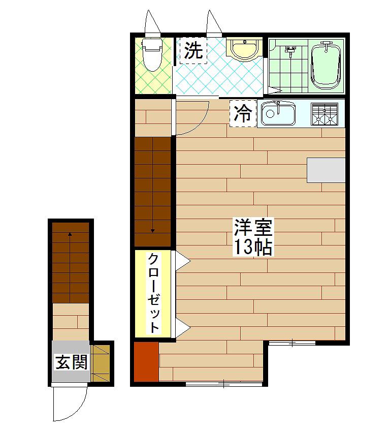 シェノン(ワンルーム/2階)の間取り写真
