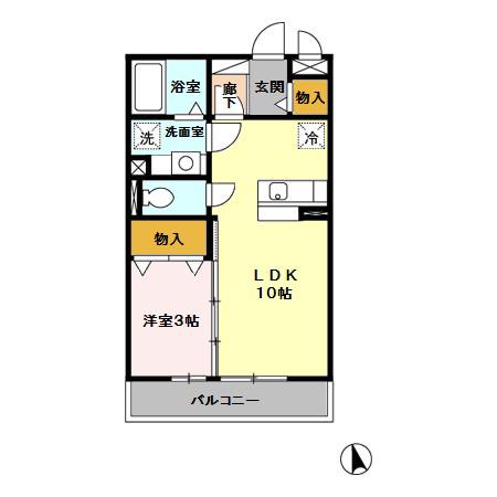 ロイヤルコートKAYAB B(1LDK/2階)の間取り写真