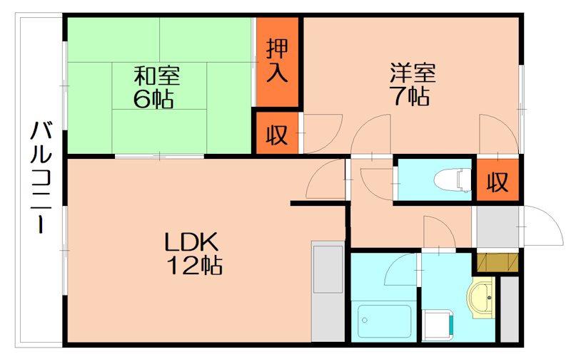 SP江辻(2LDK/2階)の間取り写真