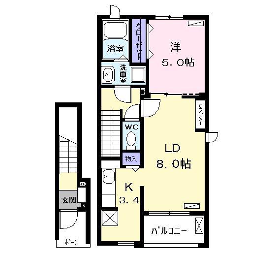HOME5・5・5B(1LDK/2階)の間取り写真