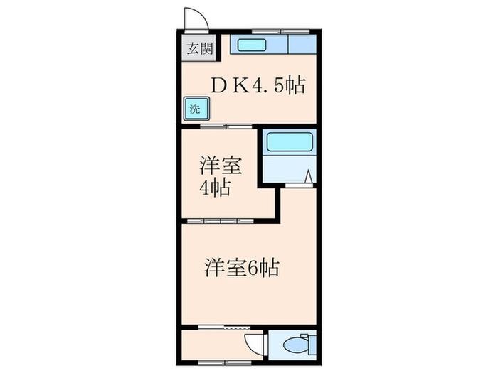 チョコブラウン(2DK/1階)の間取り写真