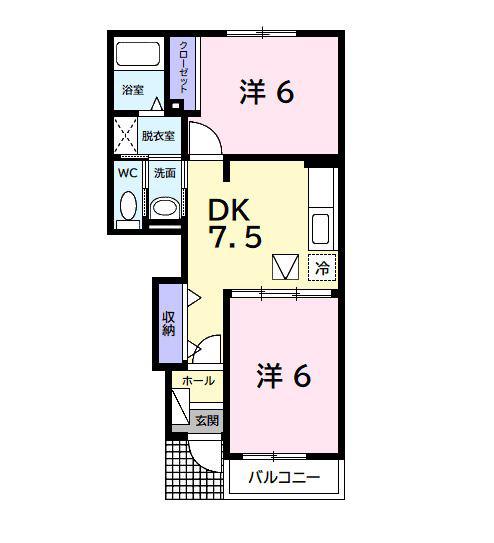 サンシャイン(2DK/1階)の間取り写真