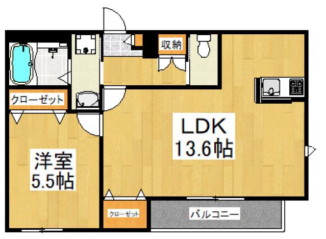 プレジール(1LDK/2階)の間取り写真