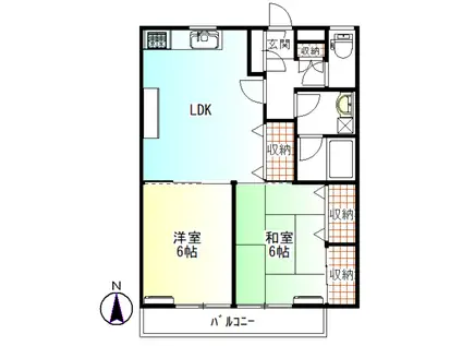 メゾン・ド・ブラン海門町(2LDK/2階)の間取り写真