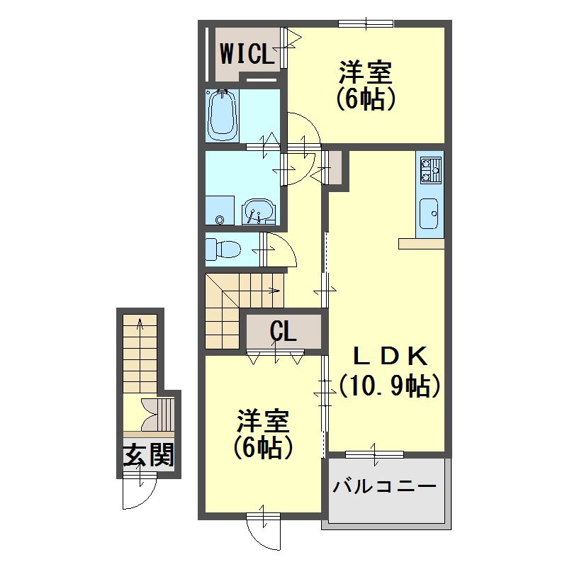 パニエ・ド・フルールIIIB(2LDK/2階)の間取り写真