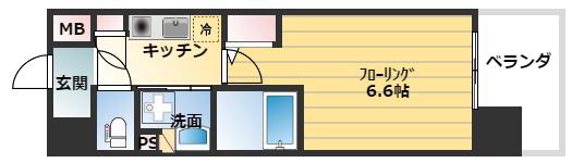 クリスタルブライト谷町(1K/10階)の間取り写真