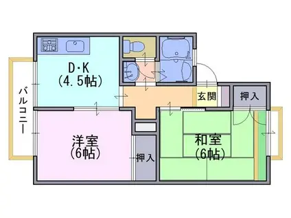 シャルムK&N(2DK/1階)の間取り写真