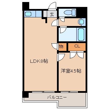 パークノヴァ久留米中央(1LDK/10階)の間取り写真