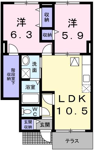 フローレス(2LDK/1階)の間取り写真