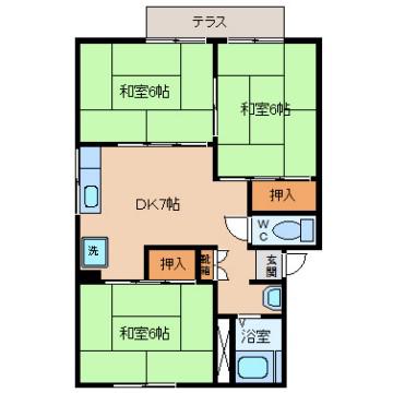 プレジールすずかけ(3DK/2階)の間取り写真