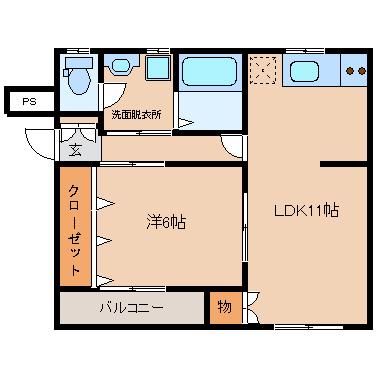 メゾン・NP(1LDK/3階)の間取り写真