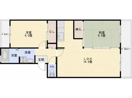 グレープコート(2LDK/3階)の間取り写真