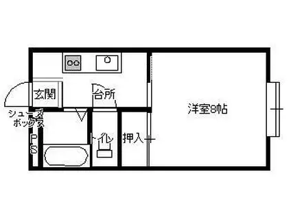 イーストグリーンヒル(1K/2階)の間取り写真