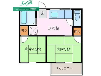 ハイツ池田(2DK/2階)の間取り写真