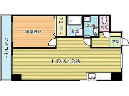 プレアール大田町(1LDK/3階)の間取り写真