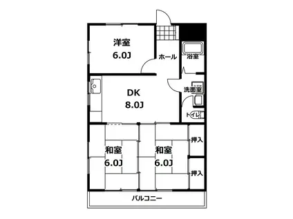 猿田コーポ(3DK/2階)の間取り写真