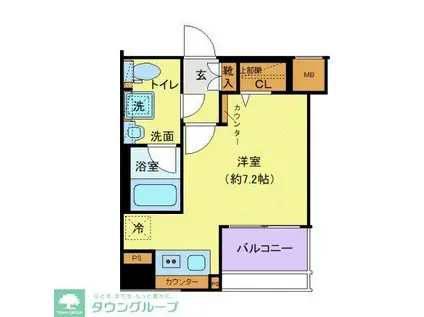 CREVISTA四ツ木(ワンルーム/4階)の間取り写真