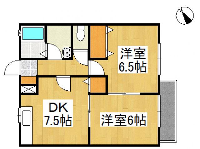 アンジェリーク中島(2DK/2階)の間取り写真