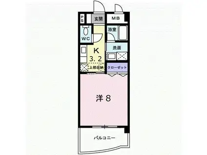 カーサ・デ・ナカスジ(1K/4階)の間取り写真