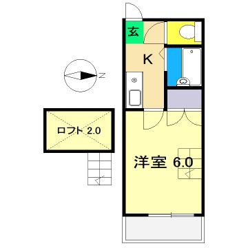 F・グレース高須新町(1K/2階)の間取り写真