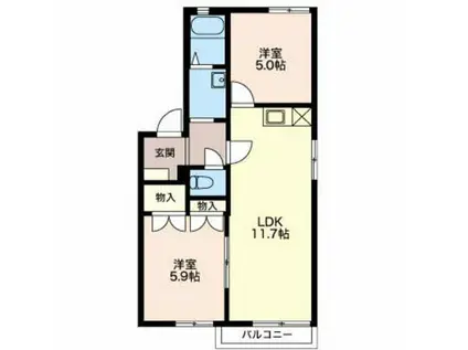 164A(2LDK/2階)の間取り写真