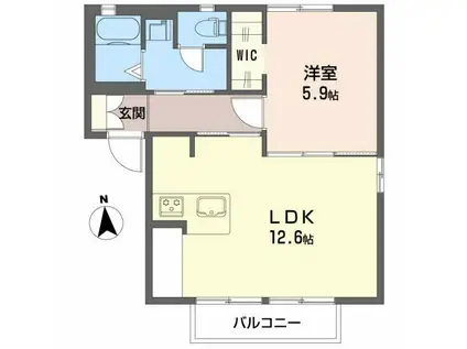 レジデンス城南(1LDK/2階)の間取り写真