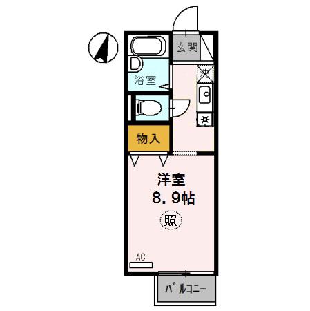 ブリュンヒルト(ワンルーム/1階)の間取り写真