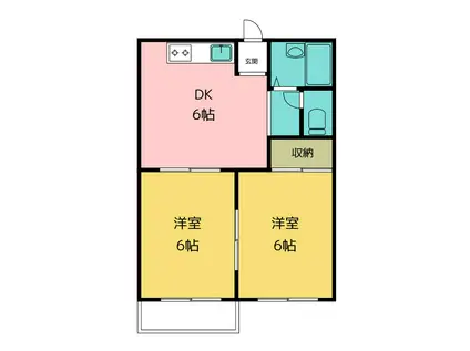 エコーハイツ(2DK/2階)の間取り写真