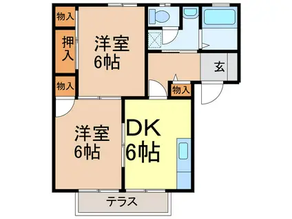 フラワーガーデンA(2DK/1階)の間取り写真