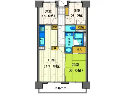 川越パークホームズ(3LDK/6階)の間取り写真