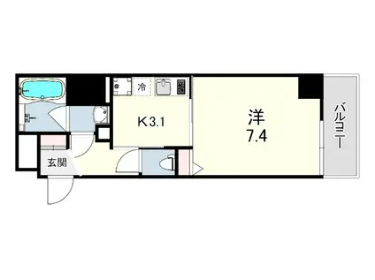 アプリーレ三宮イースト(1K/13階)の間取り写真