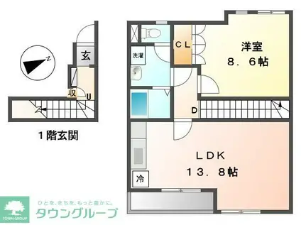 エトワール前川(1LDK/2階)の間取り写真