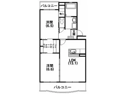 メテオール(2LDK/3階)の間取り写真
