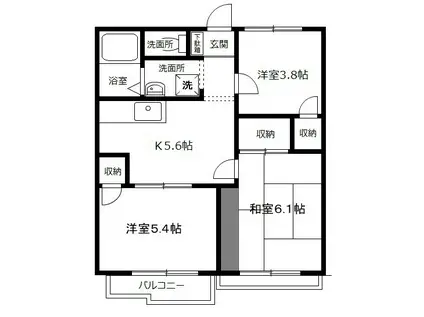 サンテラス石井(3K/2階)の間取り写真